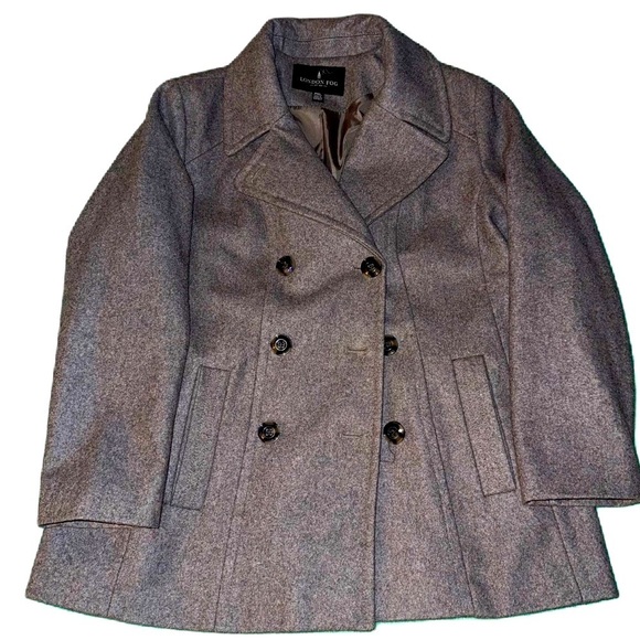 London Fog Jackets & Blazers - London Fog Pea Coat PXL Wool Jacket Traditional Classic EUC